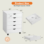 Versatile 5-Drawer Chest with Wheels for Office and Living Room
