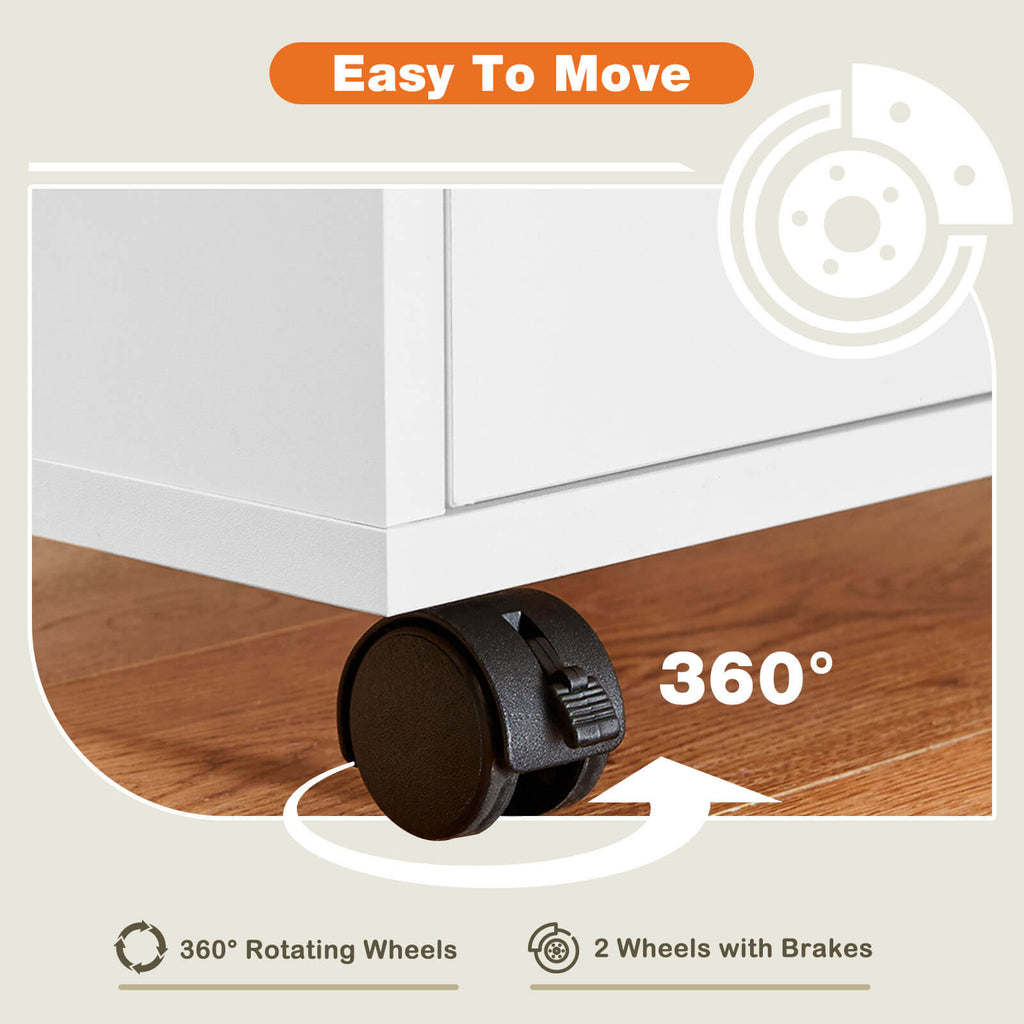 Versatile 5-Drawer Chest with Wheels for Office and Living Room