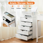 Versatile 5-Drawer Chest with Wheels for Office and Living Room