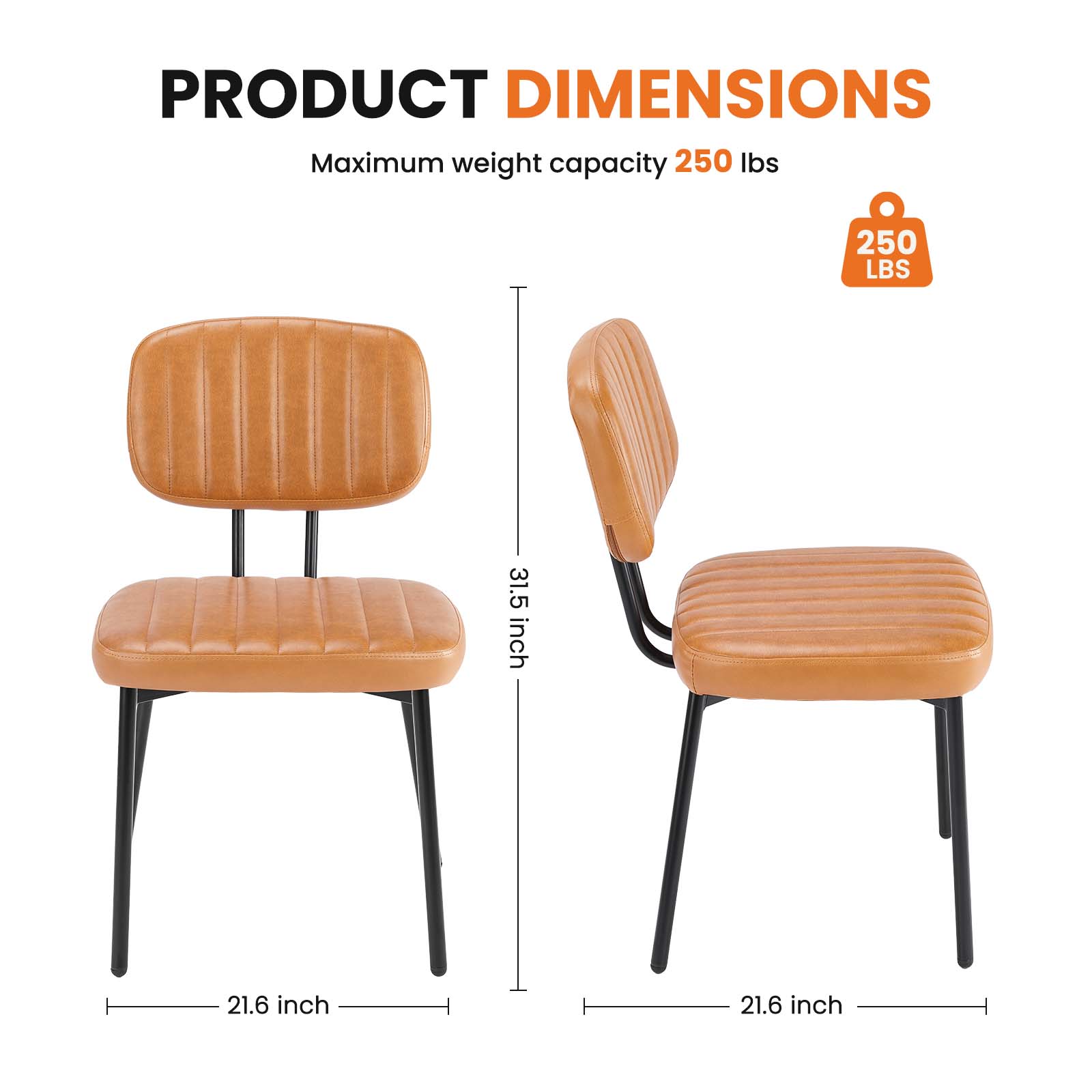Modern Faux Leather Dining Room Chairs Set, Ergonomic Mid-Century Kitchen Accent Seating