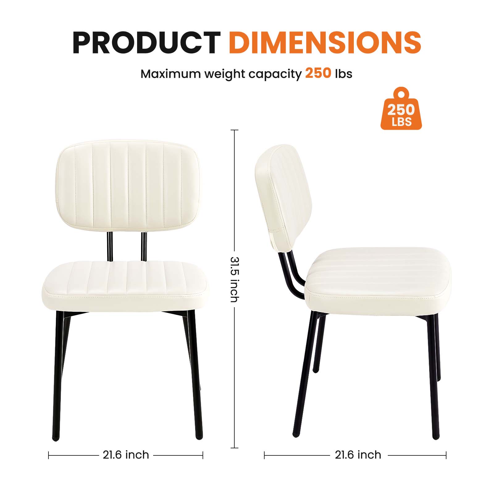 Modern Faux Leather Dining Room Chairs Set, Ergonomic Mid-Century Kitchen Accent Seating