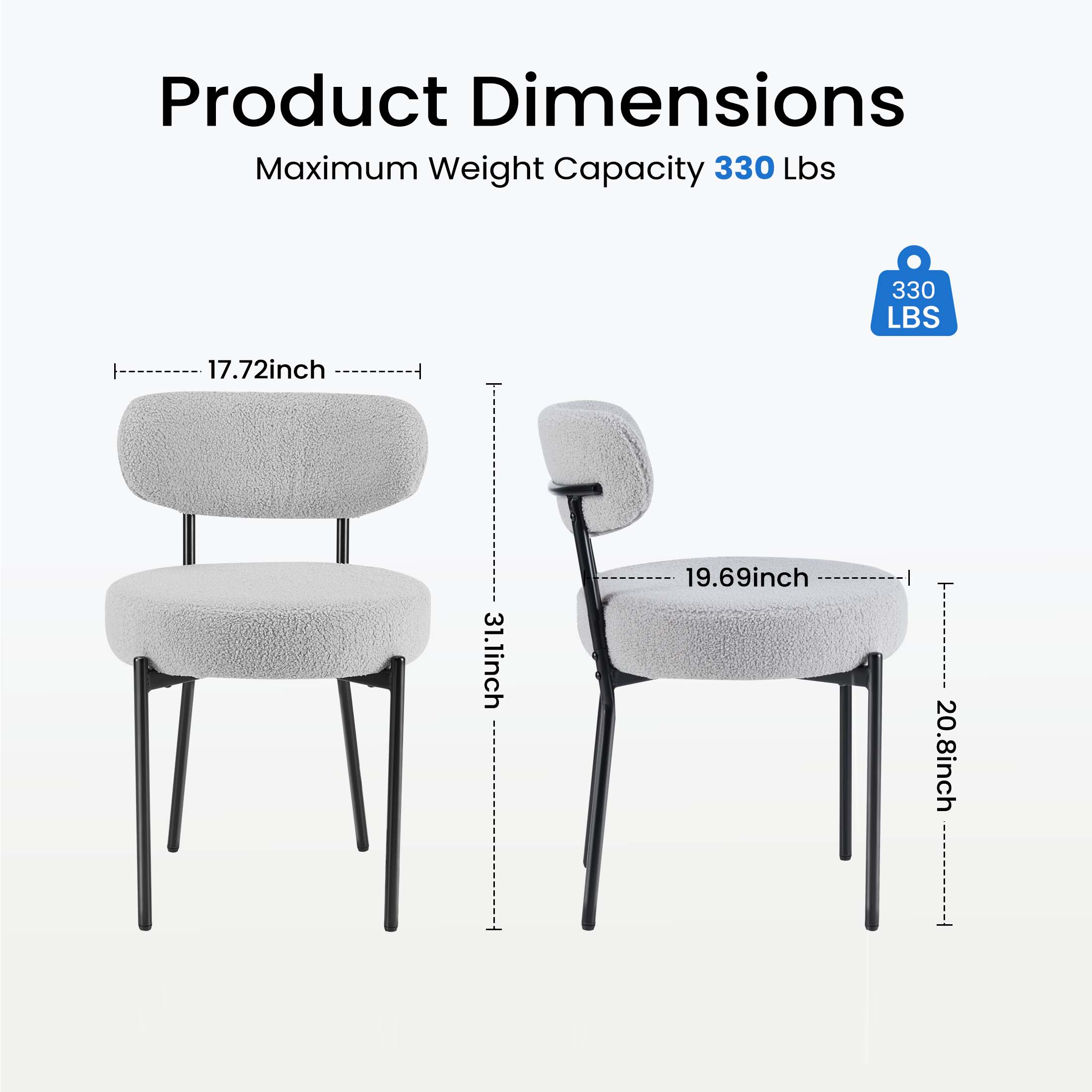 Modern Dining Chair Set of 4 with Soft Cushions for Kitchen and Dining Room