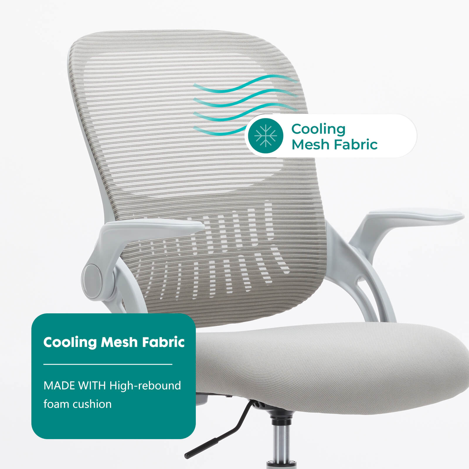 Comfortable Ergonomic Office Chair with Flip-Up Armrests and Adjustable Lumbar Support