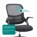 Comfortable Ergonomic Office Chair with Flip-Up Armrests and Adjustable Lumbar Support
