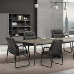 Comfortable Black PU Leather Reception Guest Chair with Padded Armrests