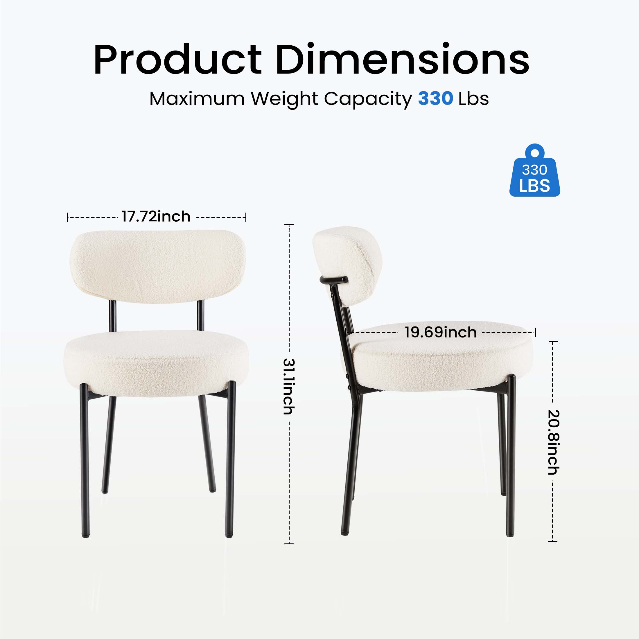 Modern Dining Chair Set of 4 with Soft Cushions for Kitchen and Dining Room