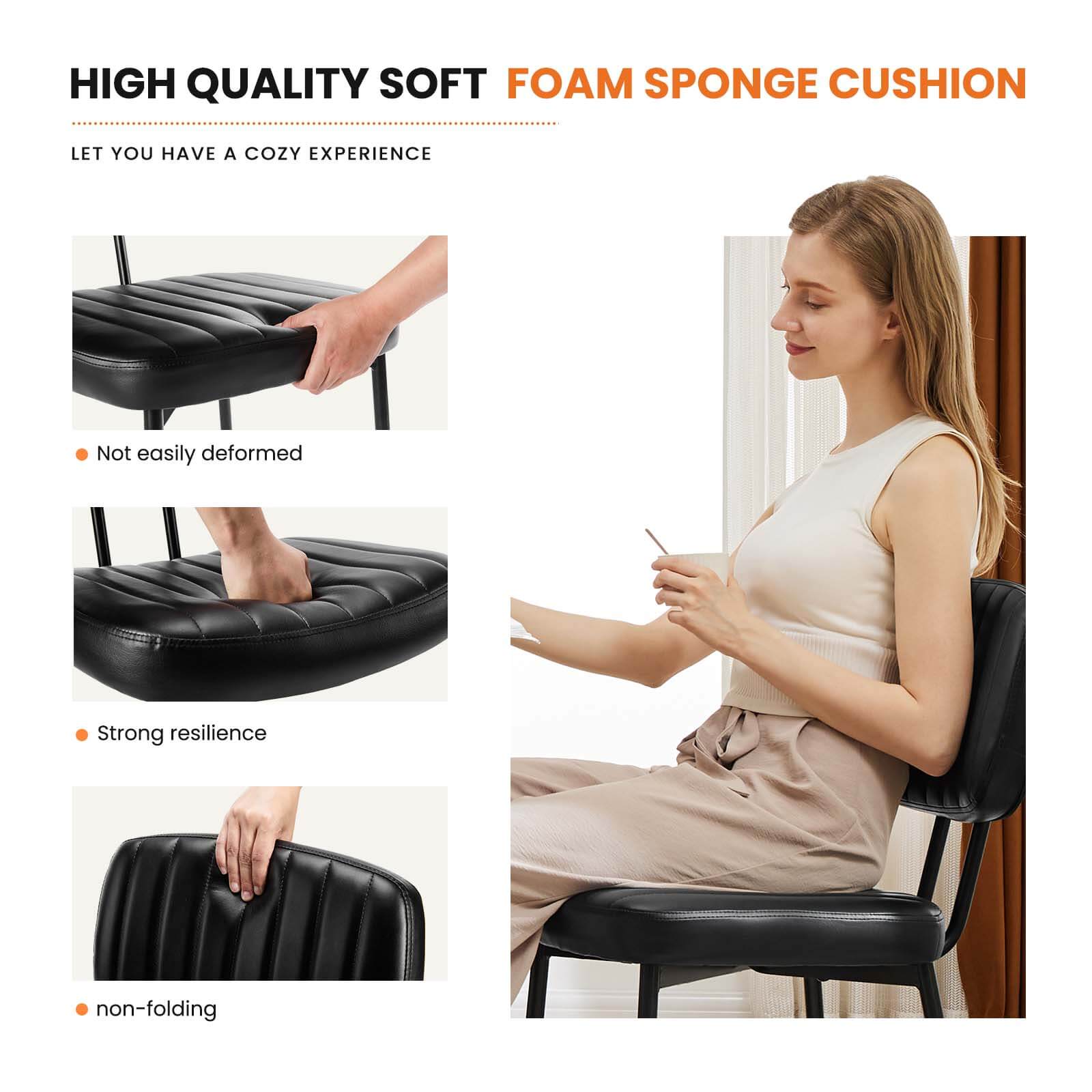 Modern Faux Leather Dining Room Chairs Set, Ergonomic Mid-Century Kitchen Accent Seating