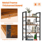 Versatile 5-Tier Bookshelf, Durable Metal Frame, Open Shelves, Modern Minimalist Design