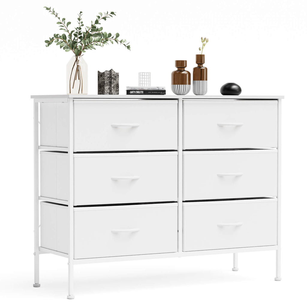 Versatile TV Stand with Six Wide Fabric Storage Drawers for Home