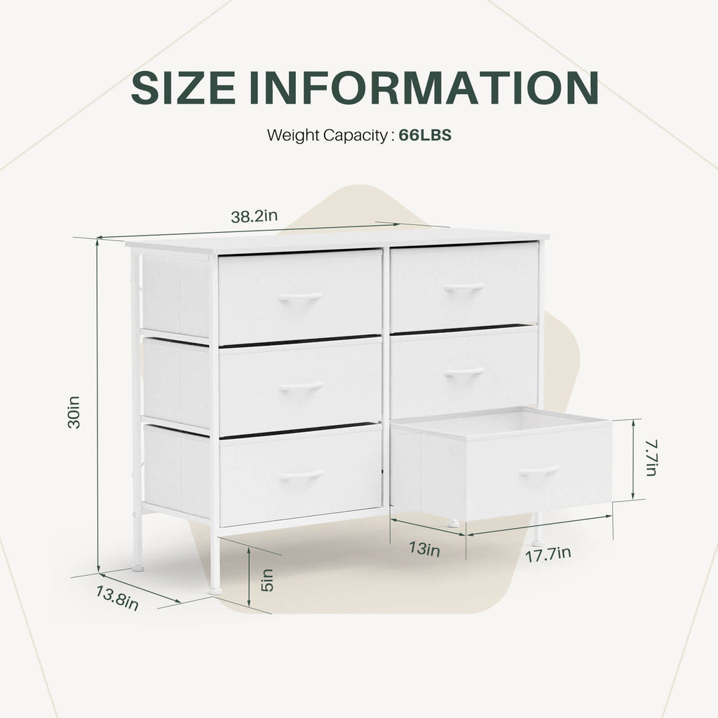 Versatile TV Stand with Six Wide Fabric Storage Drawers for Home