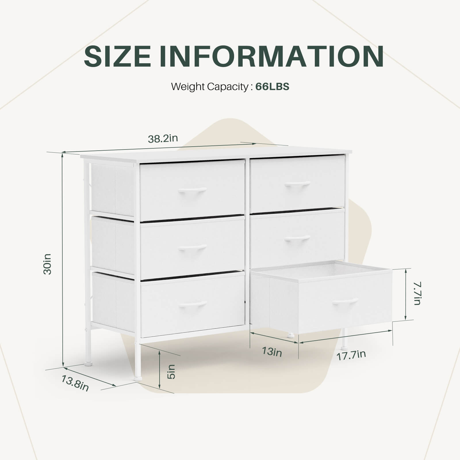Versatile TV Stand with Six Wide Fabric Storage Drawers for Home