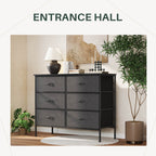 Versatile TV Stand with Six Wide Fabric Storage Drawers for Home