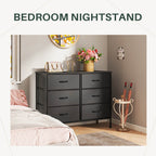 Versatile TV Stand with Six Wide Fabric Storage Drawers for Home