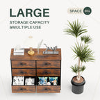 Versatile TV Stand with Six Wide Fabric Storage Drawers for Home
