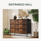 Versatile TV Stand with Six Wide Fabric Storage Drawers for Home
