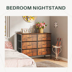 Versatile TV Stand with Six Wide Fabric Storage Drawers for Home