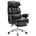 Premium Ergonomic Leather Office Chair with Retractable Leg Rest and Lumbar Support