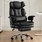Premium Ergonomic Leather Office Chair with Retractable Leg Rest and Lumbar Support