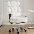 Premium Ergonomic Leather Office Chair with Retractable Leg Rest and Lumbar Support