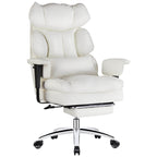Premium Ergonomic Leather Office Chair with Retractable Leg Rest and Lumbar Support