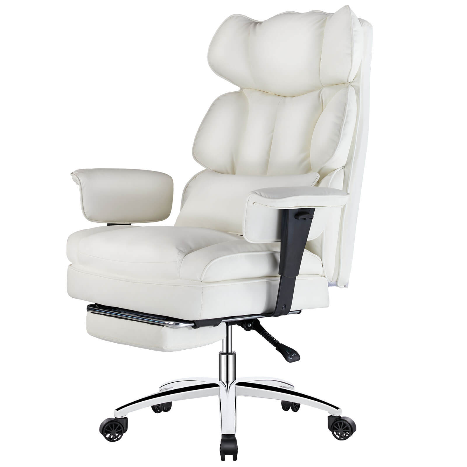 Premium Ergonomic Leather Office Chair with Retractable Leg Rest and Lumbar Support