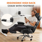 Premium Ergonomic Leather Office Chair with Retractable Leg Rest and Lumbar Support
