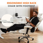 Premium Ergonomic Leather Office Chair with Retractable Leg Rest and Lumbar Support