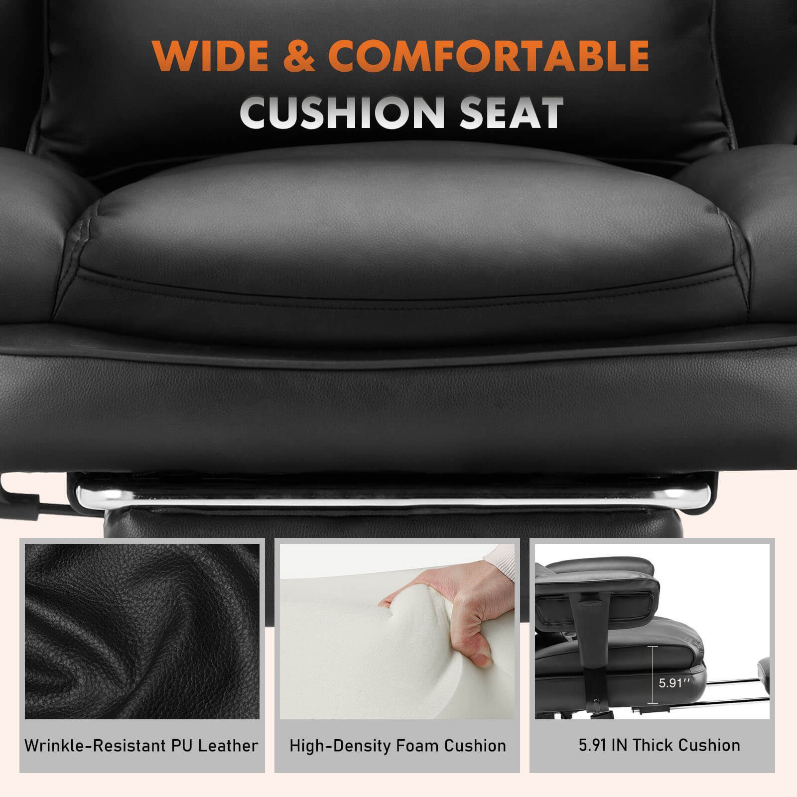 Premium Ergonomic Leather Office Chair with Retractable Leg Rest and Lumbar Support