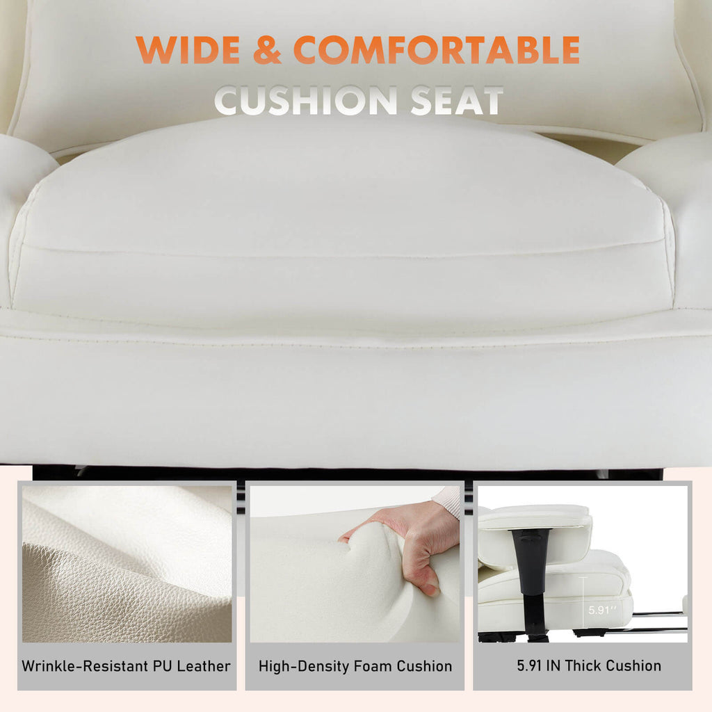 Premium Ergonomic Leather Office Chair with Retractable Leg Rest and Lumbar Support