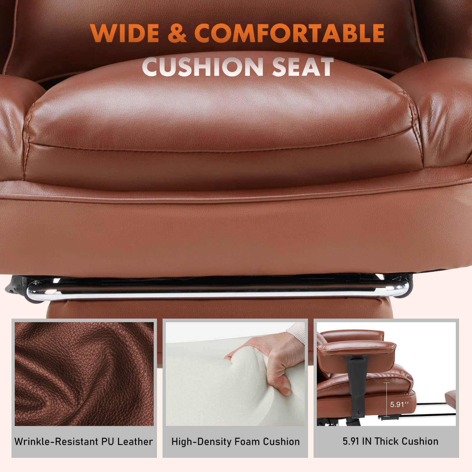 Premium Ergonomic Leather Office Chair with Retractable Leg Rest and Lumbar Support