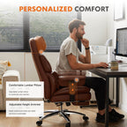 Premium Ergonomic Leather Office Chair with Retractable Leg Rest and Lumbar Support