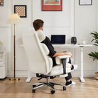 Premium Ergonomic Leather Office Chair with Retractable Leg Rest and Lumbar Support