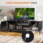 Modern Wooden TV Stand, 60-inch, Adjustable Shelves, Double Storage Cabinets