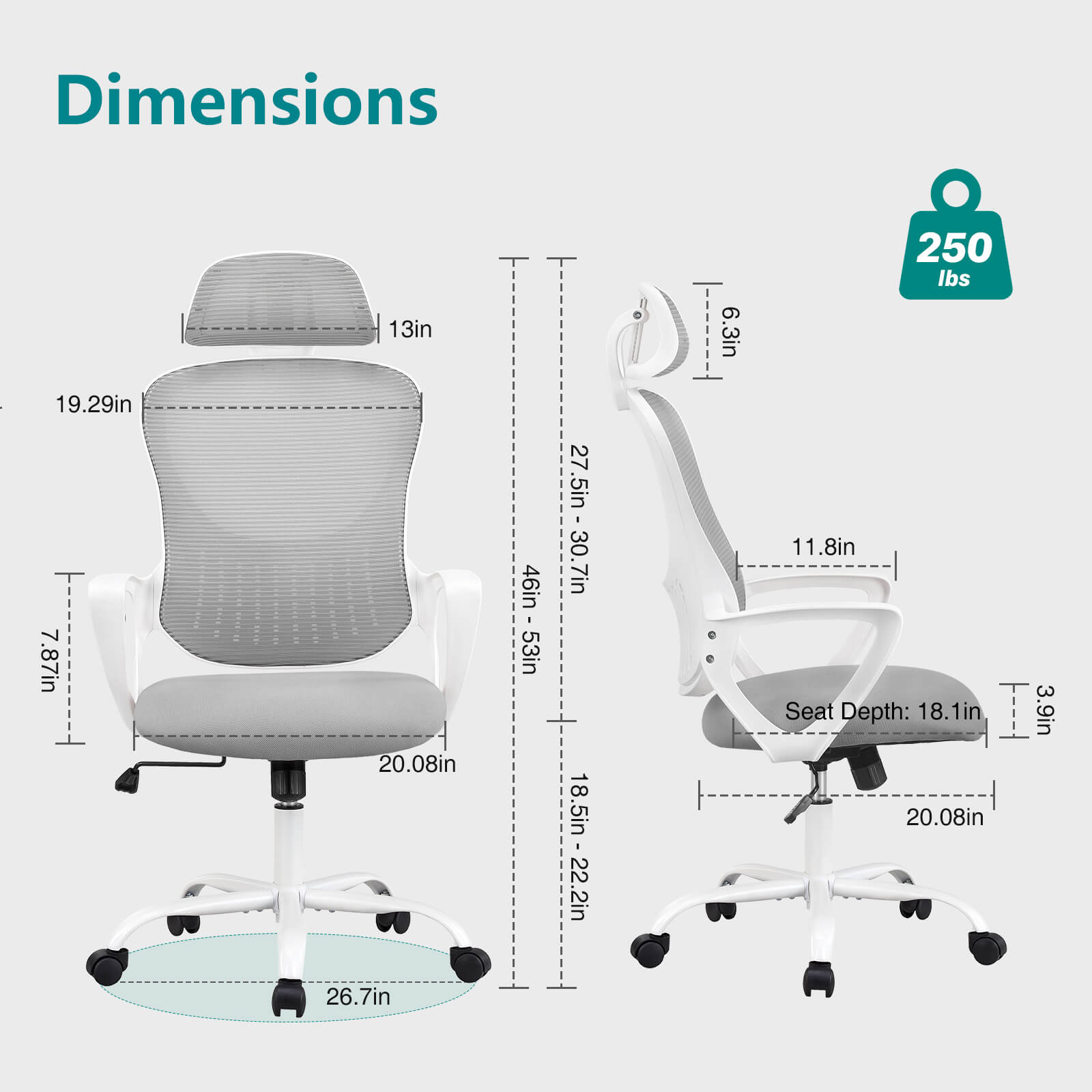 Ergonomic High-Back Office Chair with Adjustable Headrest, Lumbar Support, Thick Cushion