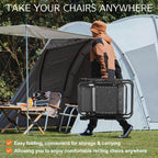 Ergonomic Portable Camping Lounge Chair Set of 2 with Detachable Tray