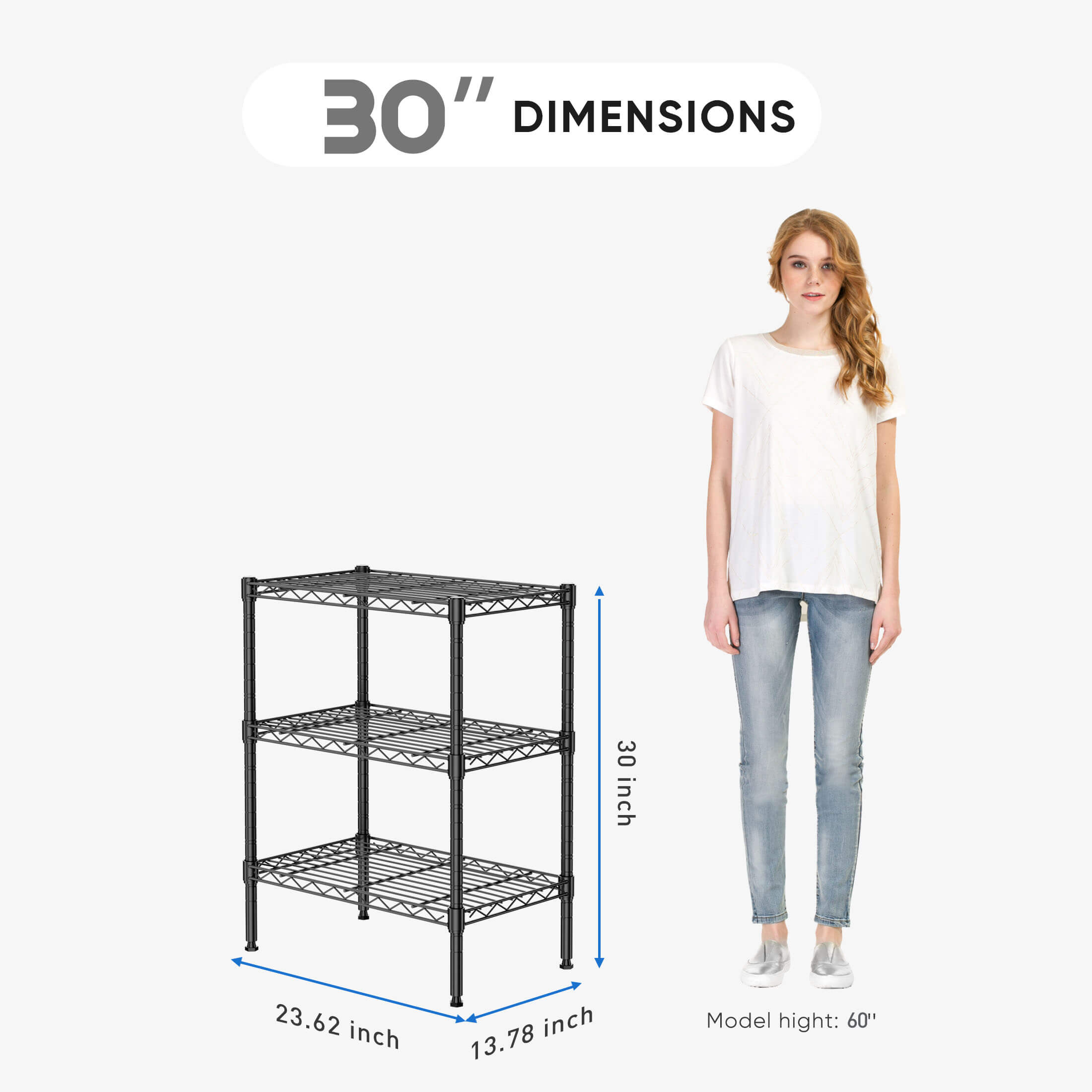 Durable Metal Heavy Duty 4-Tier Adjustable Storage Shelf for Kitchen Pantry Garage
