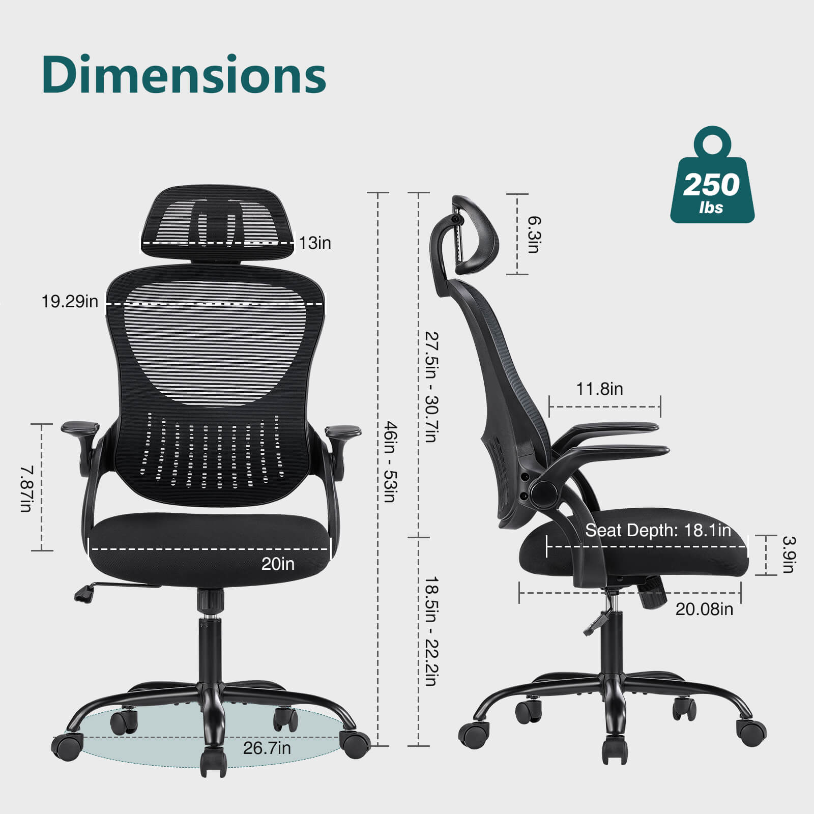 Ergonomic High-Back Office Chair with Adjustable Headrest, Lumbar Support, Thick Cushion