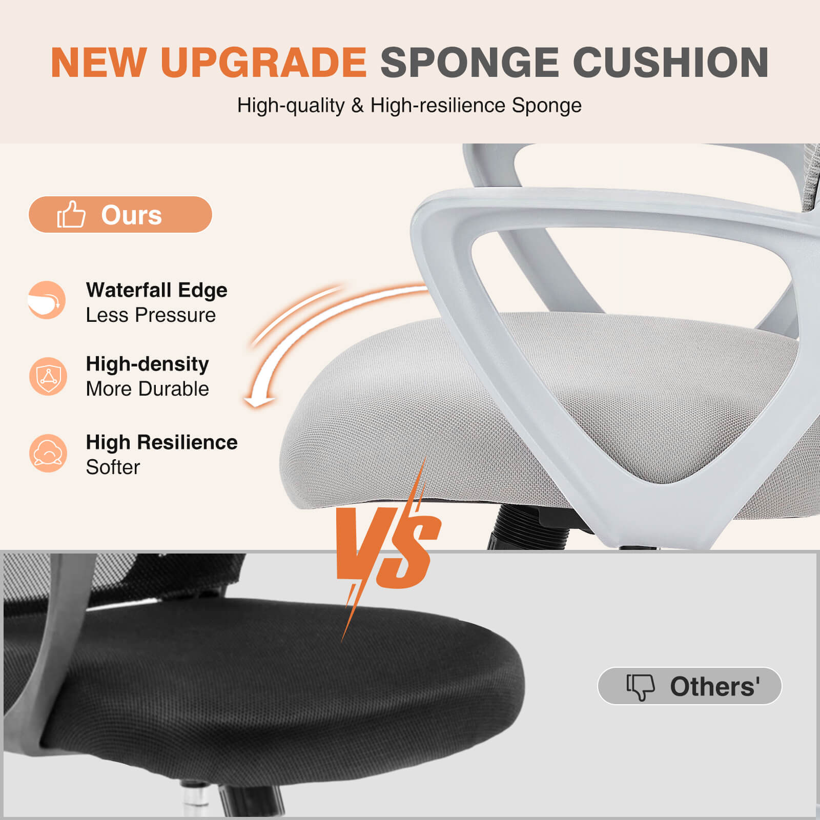 Ergonomic Office Chair with Lumbar Support, Adjustable Height, and Armrests