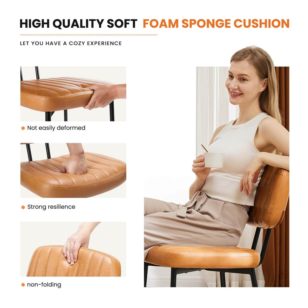 Modern Faux Leather Dining Room Chairs Set, Ergonomic Mid-Century Kitchen Accent Seating