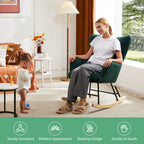 Comfortable Ergonomic Upholstered Rocking Chair for Nursery, Living Room, Baby Feeding
