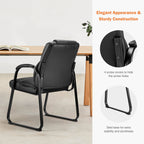 Comfortable Black PU Leather Reception Guest Chair with Padded Armrests