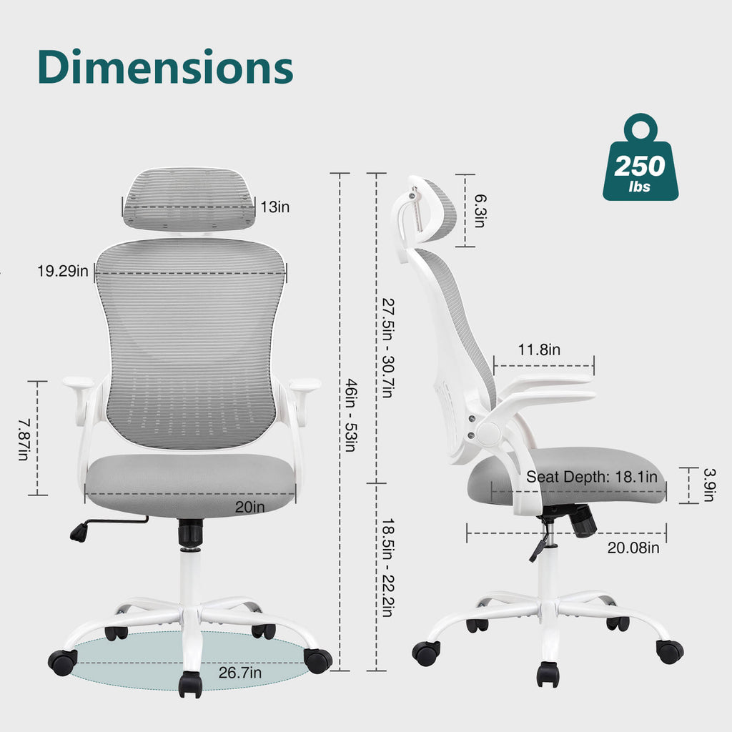 Ergonomic High-Back Office Chair with Adjustable Headrest, Lumbar Support, Thick Cushion