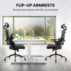 Ergonomic Office Chair with Adjustable Lumbar Support, Flip-Up Armrests, Breathable Mesh