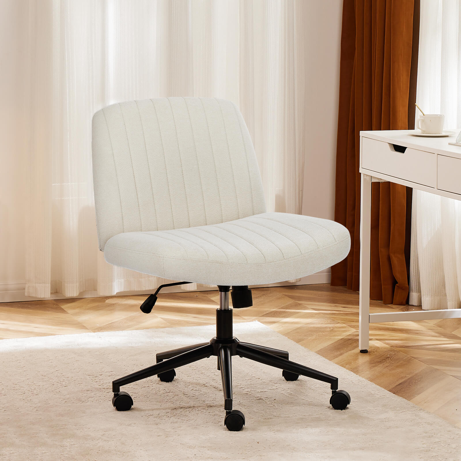 Adjustable Ergonomic Armless Office Chair with Swivel Seat and Smooth Casters