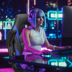 Ergonomic Leather Gaming Chair with Adjustable Height and Flip-Up Arms