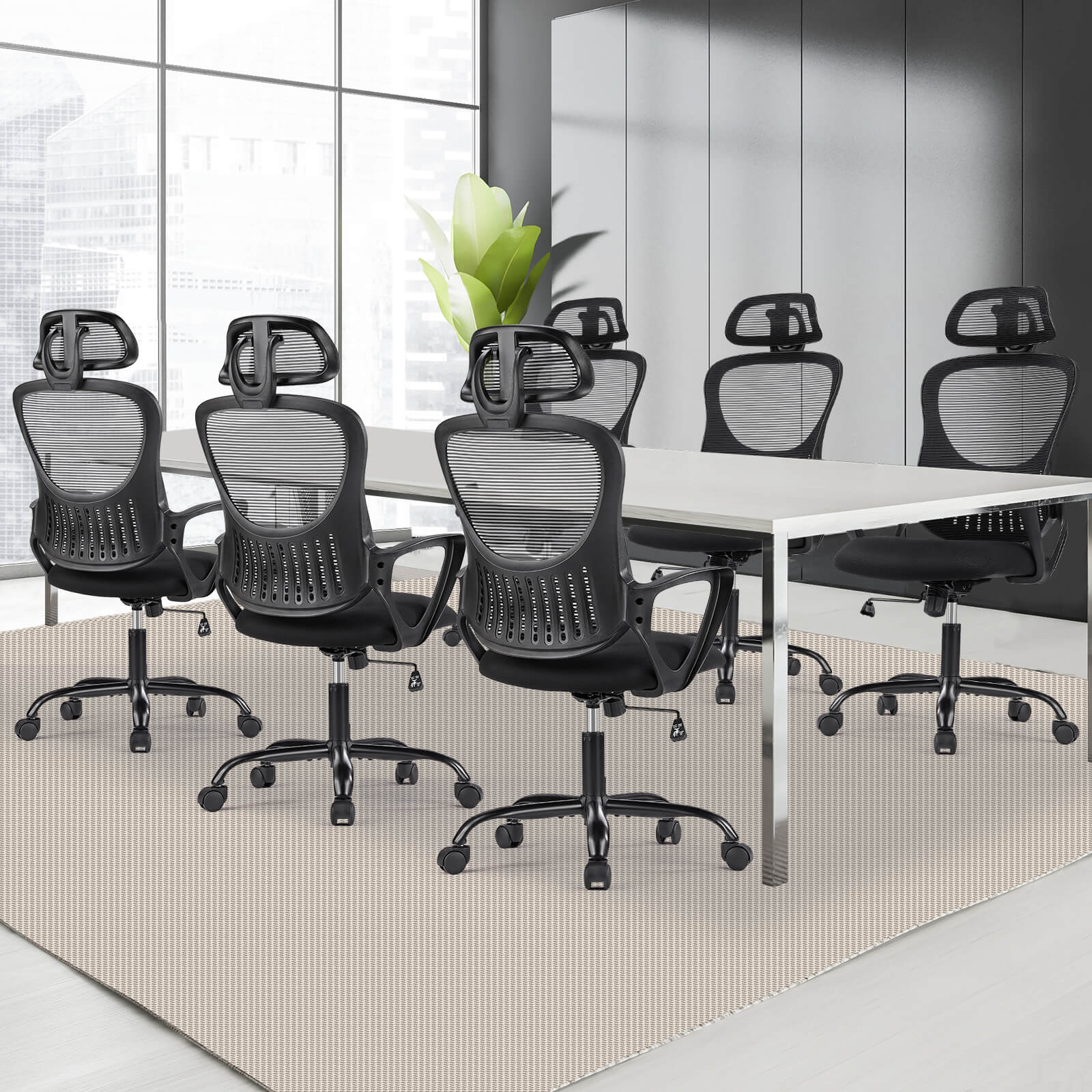 Ergonomic High-Back Office Chair with Adjustable Headrest, Lumbar Support, Thick Cushion