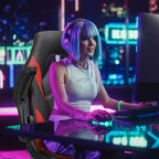 Ergonomic Leather Gaming Chair with Adjustable Height and Flip-Up Arms