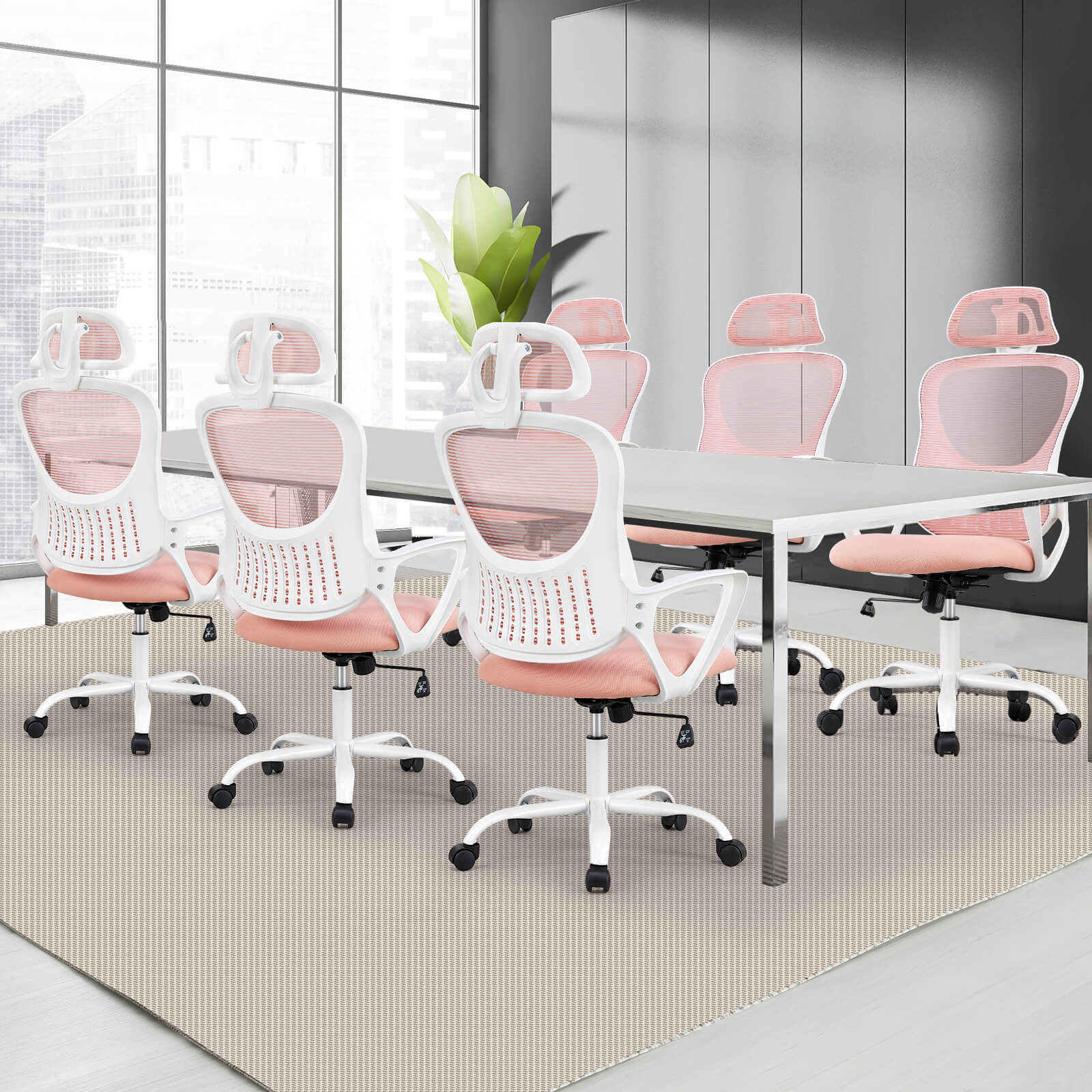 Ergonomic High-Back Office Chair with Adjustable Headrest, Lumbar Support, Thick Cushion
