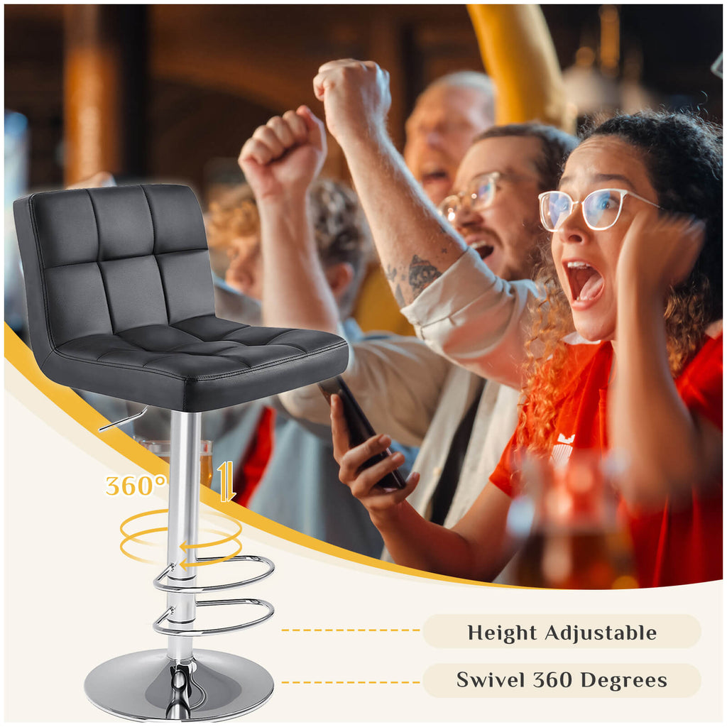 Modern Adjustable Swivel Barstool, Ergonomic PU Leather Counter Height Chair for Kitchen