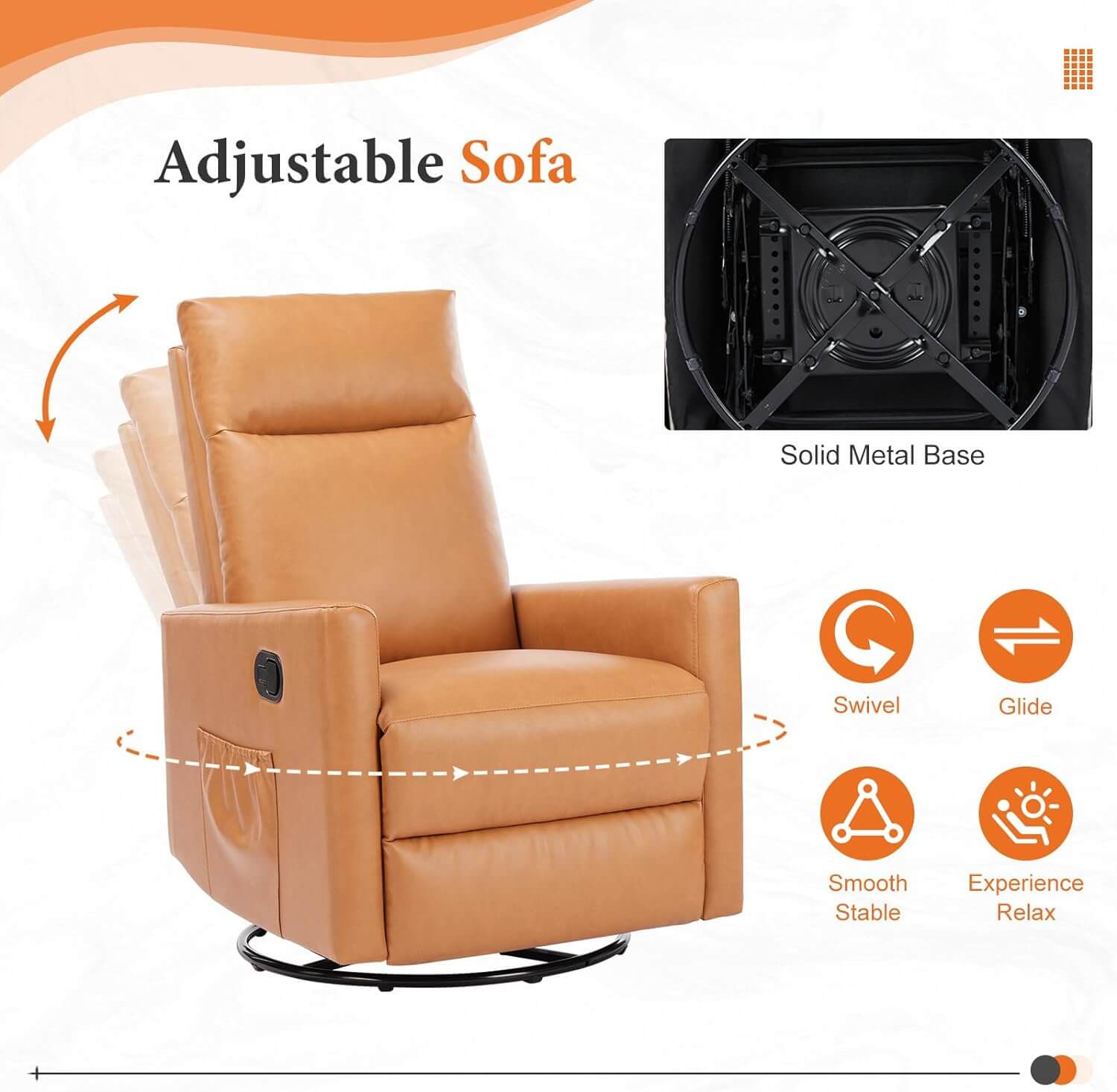 Comfortable Swivel Rocker Recliner Chair for Nursery Living Room Relaxation